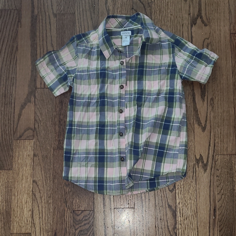 Carter's Blue and Green Button Down Shirt Casual Style
